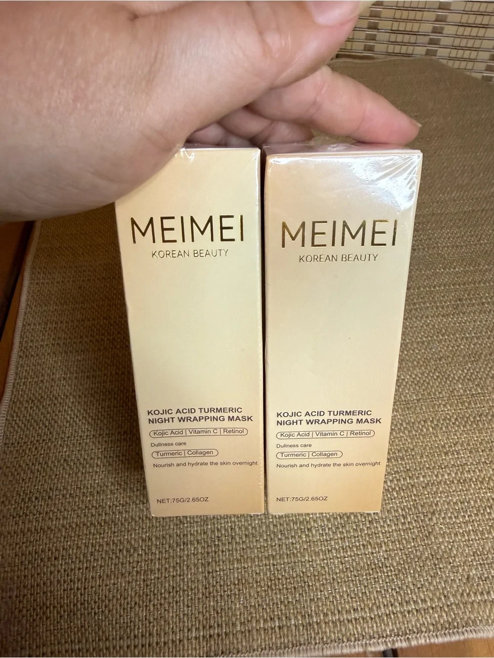 New MEIMEI Kojic Acid Turmeric Night Wrapping Mask - Beige Packaging 2 boxes